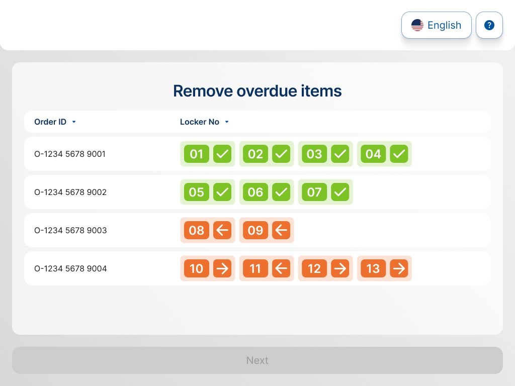 Stay on top of overdue orders. Instant visibility helps staff resolve delays quickly and keep lockers available for incoming click-and-collect orders.